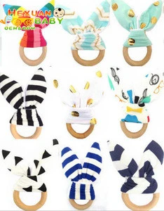 New Design  Wooden Baby Teething Teether/Hot Sale Silicone Beads Ring Necklace Toy