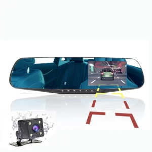 NEW double camera hd dvr 4.3 inch HD dual lens car dvr rear view camera car rearview mirror