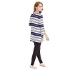 New fashion stripe women long sleeve  casual cotton plain nightgown