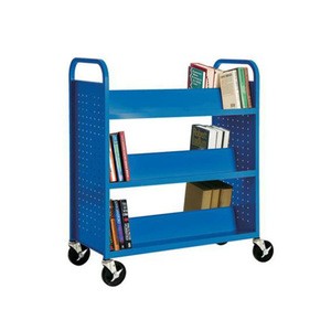 New hot products for 2019 high quality school library use steel book cart book trolley with wheels
