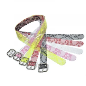 New ladies lace printed transparent Pvc candy color pin buckle belt Camouflage crystal  women&#x27;s belt wholesale