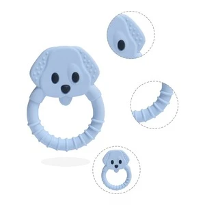 new natural rubber animal puppy ring shape baby teether food grade silicone modern baby water teether