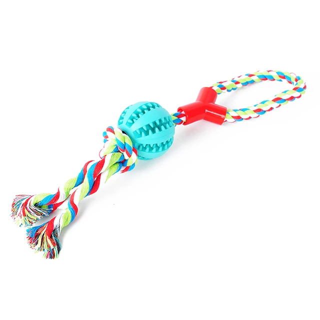 New Pet Y-shaped durable interactive dog chew toy ball with cotton rope