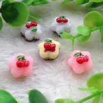 Newest Design 15mm Heart Love Flat Back Kawaii Resin Cake Cabochons Fake Food Crafts for Jewelry Making