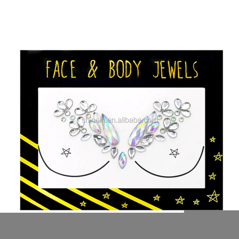 Newest Shinein Body Jewel Stickers Crystal Nipple Tattoo Chest Gemstone Rhinestone Breast Body Jewels