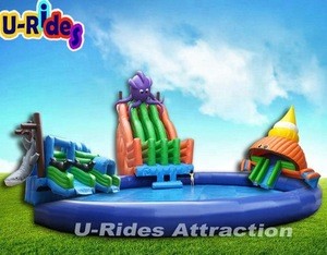Octopus Style Amusing Inflatable Swimming Pool With Slide Water Play Equipment For Sale