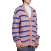 OEM Factory Wholesale Custom Logo Knitted Sweater Stripe V-Neck Mohair & Wool Blend Men Cardigan