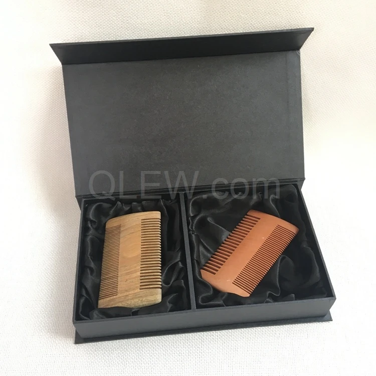 OEM wooden black sandalwood beard brush comb set
