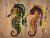 Oniya Beach Theme Sculpture Sea Art Set of 2 Outer Indoor Hanging Metal Seahorse Wall Decor For Patio Pool