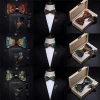 Original USA Design Hand Made Brand Natural Brid Feather Exquisite Bow Tie Brooch Pin Set