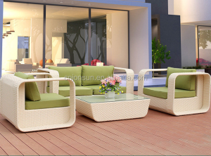 Outdoor Sofa Set Indoor Patio Garden Lawn Furniture White PE Rattan Wicker Sofa Set