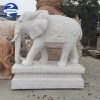 Outdoor White Marble Elephant Statues