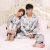 Import plain nightgown luxurious silk sleepwear long-sleeve night wear set couple pajamas PJ from China