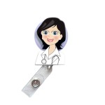 Plastic custom doctors ID name badge holder cute cartoon clothing tag brooch nursing pin