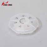 Plastic pill storage case with date mark