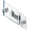 Plexiglass Panels 1&quot; Silver Standoffs Male  Female Restroom Signs Wall Mounted Hotel Office Building Acrylic Toilet Door Sign