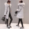 Plus Size Winter Cotton Coat  Fur Collar Long Slim Quilted Jackets Zipper Warm Outwear Women Coat