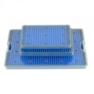 Polymer PPSU medical microsurgical instruments sterilization disinfection and storage tray box container case with silicon pads