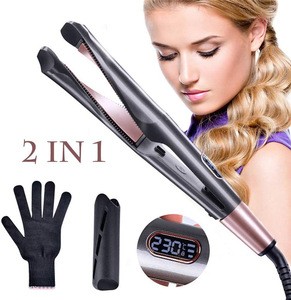 Portable Ceramic Iron Magic 2-In-1 Waver Maker Style Private Label Hair Curler With Lcd Display