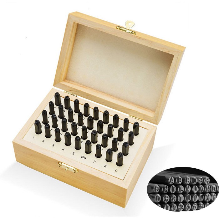 PREMIUM 36 PC Lowercase 3MM Metal Letter Number Stamp Punch  Tool Set