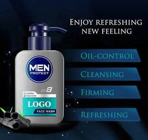 Private Label Man Cosmetic Bamboo Charcoal Oil Control Deep Cleansing Facial Cleanser for Men