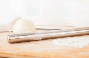 Professional French Rolling Pin for Baking - Smooth Stainless Steel Metal &amp; Tapered Design Best for Fondant, Pie Crust, Cookie