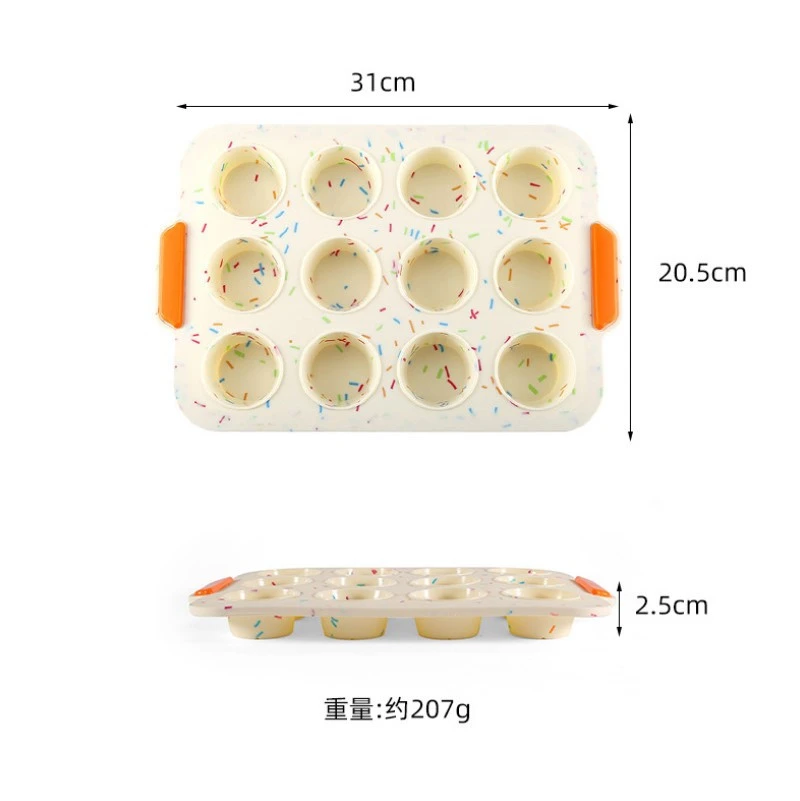 Promo Custom baking silicone molds 12 holes round cake molds muffin cup cupcake baking silicone bake mold