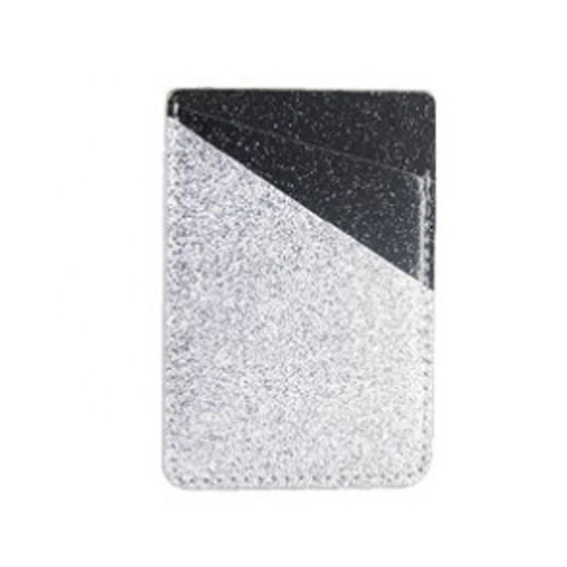 PU Leather  Double Pocket Adhesive Card Holder Stick On Cell Phone Wallet