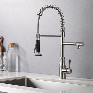 Pull Out Tap Faucet Brass Hot and Cool Faucet Kitchen Faucet with Nickel Brushed Plated