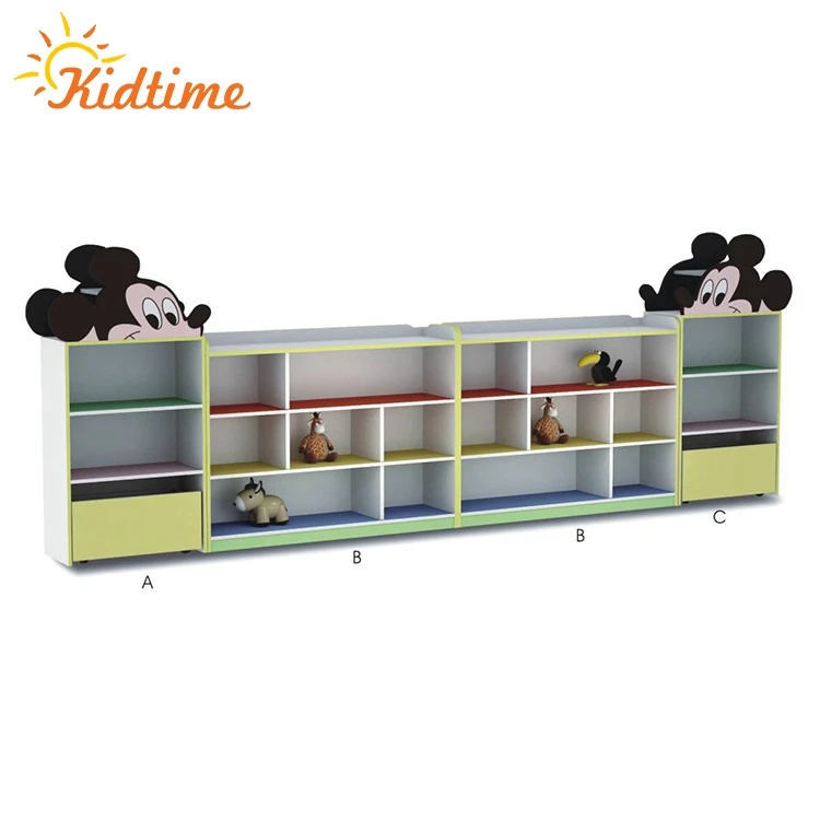 Quality customized kindergarten furniture wood toy kids toy storage cabinet