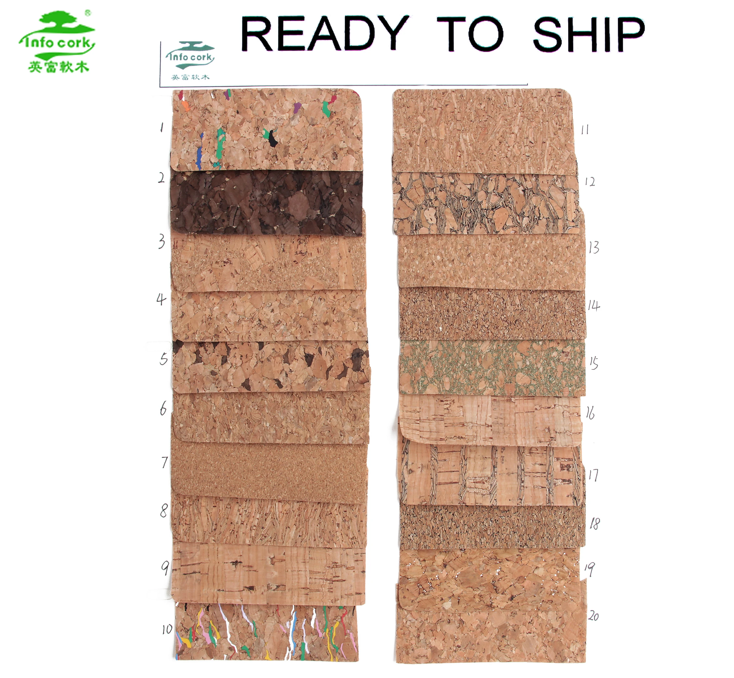 ready to ship Antistatic Natural cork material synthetic leather cork fabric for shoes bags mats cases