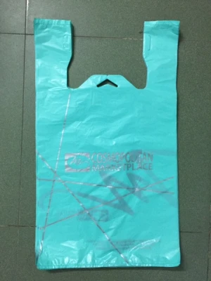 Recycled Blue Vest Style Plastic Carrier Bags