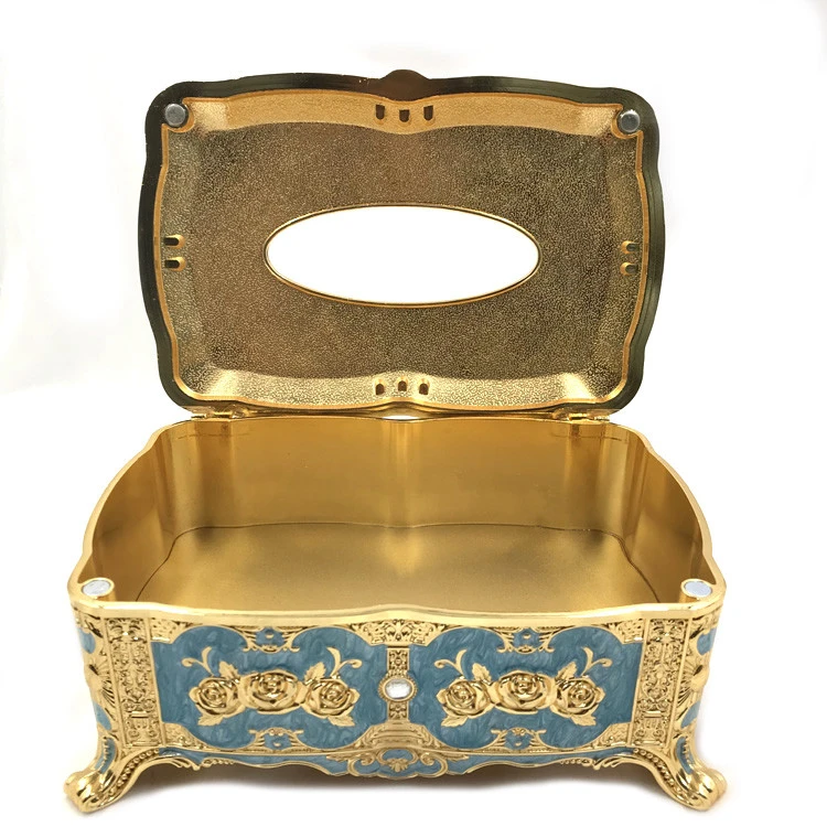 Removable Metal Gold Plated Painting Hand Made Customized Facial TIssue Box for Wholesale