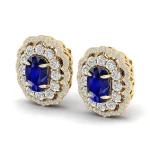 REYES Customized Fine Jewelry 925 Sterling Silver Moissanite Earrings Cushion Cut 10Ct Blue Sapphire Earrings Gemstone Jewelry