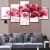 Import Romantic natural design 5 panel Pink Rose Canvas Painting Art Flower wall Picture For Living Room home decoration from China
