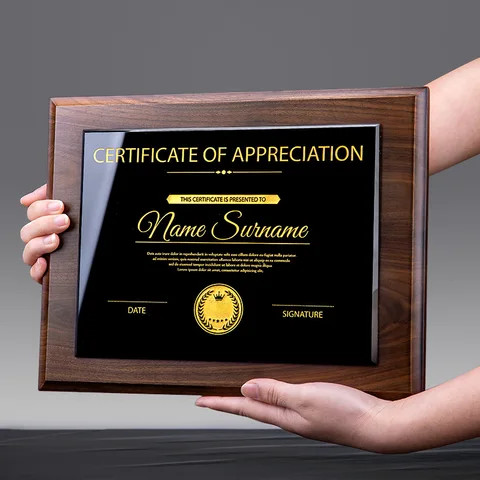 RubyQueen Offer High Class Luxury Walnut Solid Wood Display Diploma Certificate Award Picture Frame