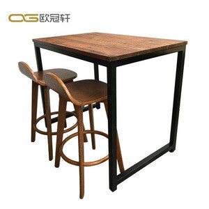 Rustic restaurant furniture wooden table haute bar high top bar tables