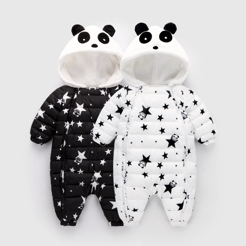 S65059AWinter One Piece Cute Panda Warm Baby Rompers