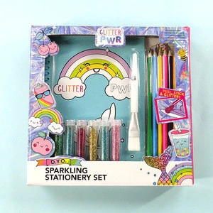 School Supply  Glitter Sparkling Stationery Set with Pencils for Kids DIY Stationery Set