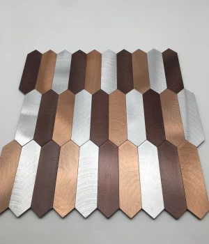 Self Adhesive Rose Gold Aluminum Composite Panel Select Metal Mosaic picket Wall mosaic Tile