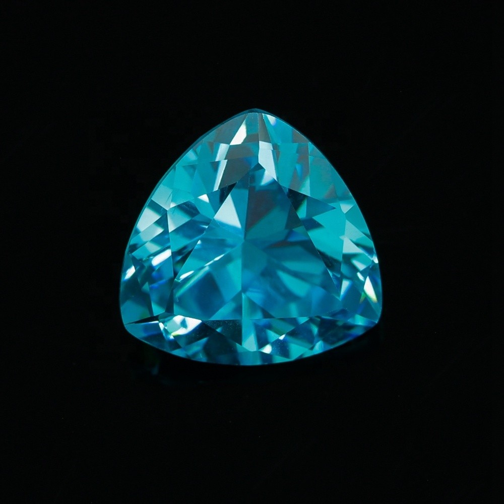 Semi precious gemstone Aqu Blue Trillion Cut Cubic Zirconia Loose Gemstones