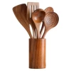 Set scrub spoons yellow 125 mm teak bear tableware wooden acacia wood spoon s et of 5