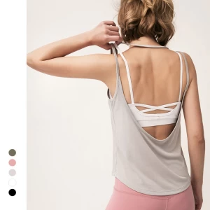 Sexy yoga tube top running tank women hot Hollow Out Backless Camisole for gyming