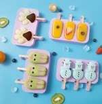 Silicone Ice Cream Mold Reusable Ice Cubes Tray Freeze Popsicle Mold Christmas Decor DIY Ice Cream Maker Tool With Wood Stick