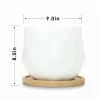 simply white indoor ceramic succulent pots Modern Cute Small Cactus Herb Flower Planters Set with Bamboo Tray Indoor or Outdoor