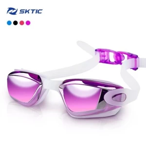 SKTIC 2022 Prescription Swimming Goggles Anti Fog Eye Protection Silicone Rubber Nose Kids Wide View Clear Swim Goggles