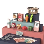 Smart Cashier Play House Toy Simulation Supermarket Dining Table Luxury Cash Register Child Combination kitchen toys Set