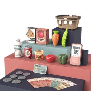Smart Cashier Play House Toy Simulation Supermarket Dining Table Luxury Cash Register Child Combination kitchen toys Set