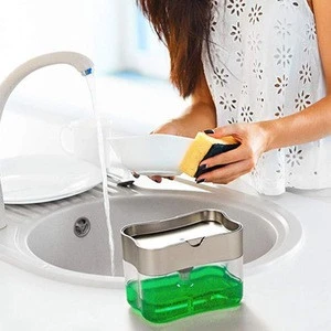 Soap Dispenser Soap Pump Sponge Caddy New Creative Kitchen 2-in-1 Manual Press Liquid Soap Dispenser With Washing Sponge