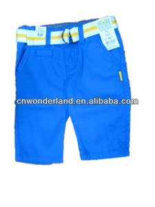 soft garment washing childrens denim pants with belt baby trousers